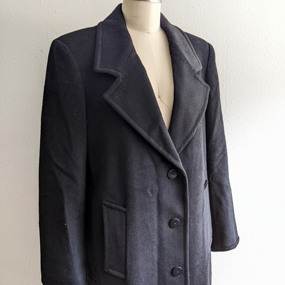 Ashley Scott Black Lined Long Wool Classic Winter Coat - Picture 2 of 9